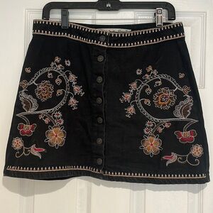 Black denim skirt